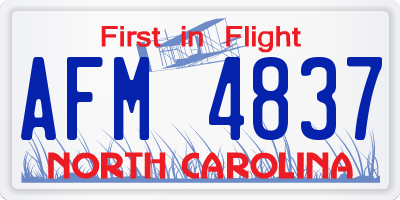 NC license plate AFM4837