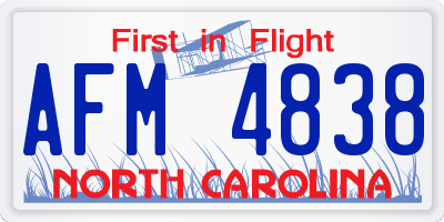 NC license plate AFM4838