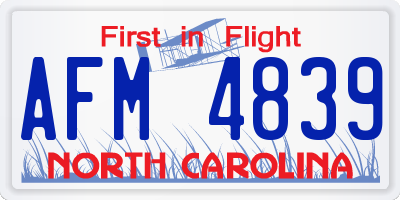 NC license plate AFM4839