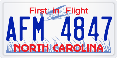 NC license plate AFM4847