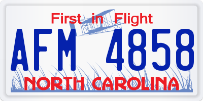NC license plate AFM4858
