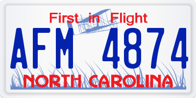 NC license plate AFM4874