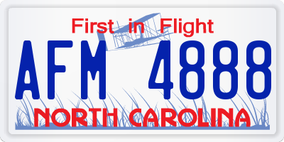 NC license plate AFM4888