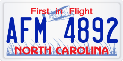 NC license plate AFM4892