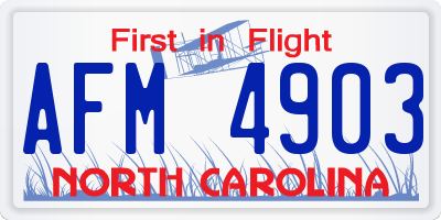 NC license plate AFM4903