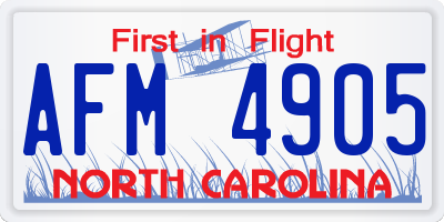 NC license plate AFM4905
