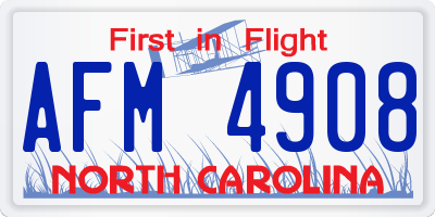 NC license plate AFM4908