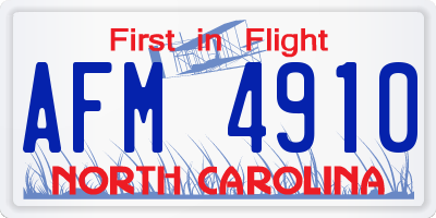 NC license plate AFM4910