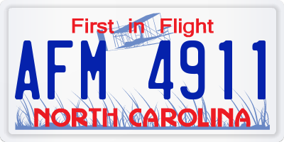 NC license plate AFM4911