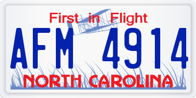 NC license plate AFM4914