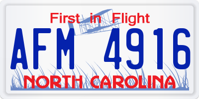 NC license plate AFM4916