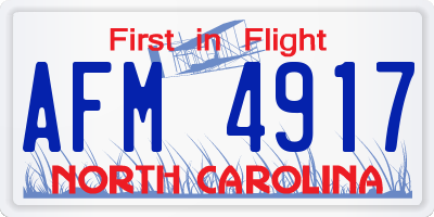 NC license plate AFM4917