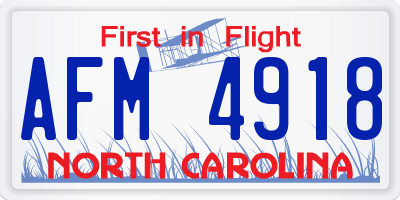 NC license plate AFM4918