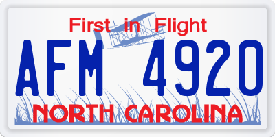NC license plate AFM4920