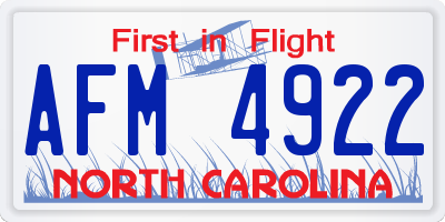 NC license plate AFM4922