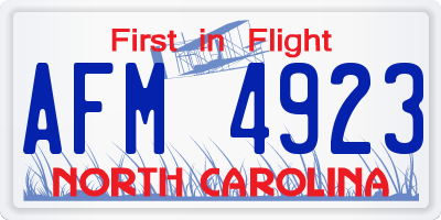 NC license plate AFM4923