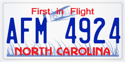 NC license plate AFM4924