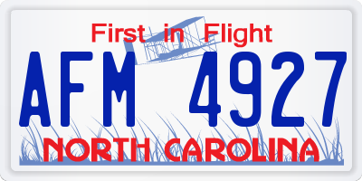 NC license plate AFM4927
