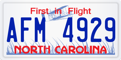 NC license plate AFM4929