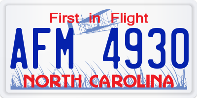 NC license plate AFM4930