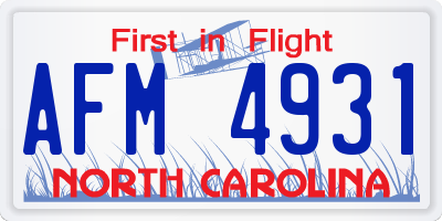 NC license plate AFM4931
