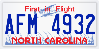 NC license plate AFM4932