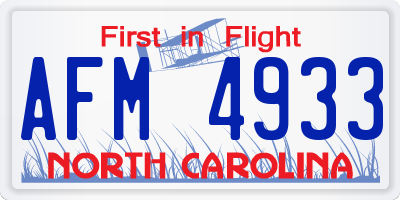 NC license plate AFM4933