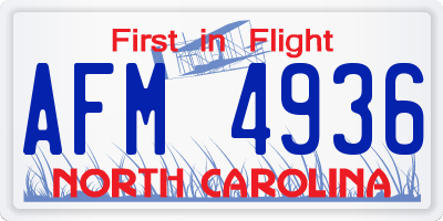 NC license plate AFM4936
