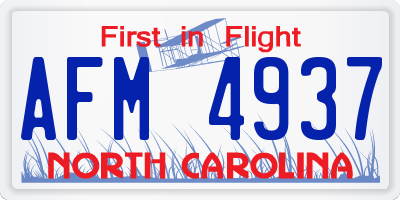 NC license plate AFM4937