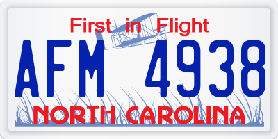 NC license plate AFM4938