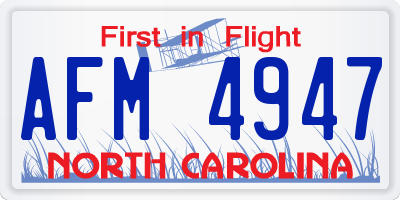 NC license plate AFM4947