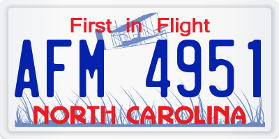 NC license plate AFM4951