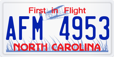 NC license plate AFM4953