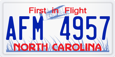 NC license plate AFM4957