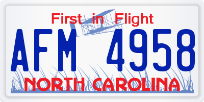 NC license plate AFM4958