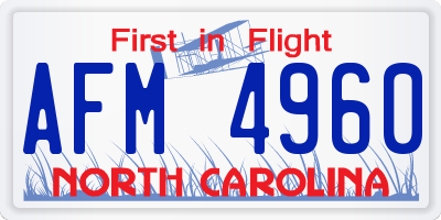 NC license plate AFM4960
