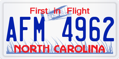 NC license plate AFM4962
