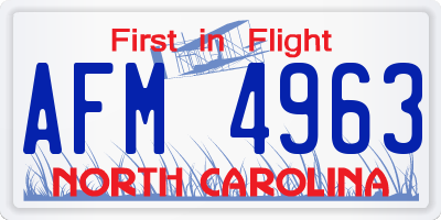 NC license plate AFM4963