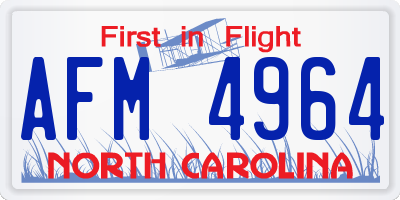 NC license plate AFM4964
