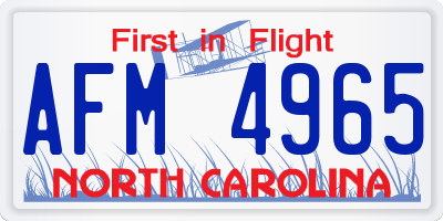 NC license plate AFM4965