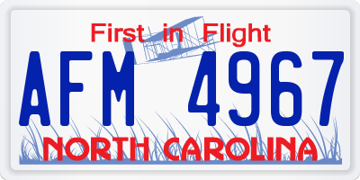 NC license plate AFM4967