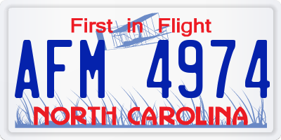 NC license plate AFM4974