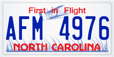 NC license plate AFM4976