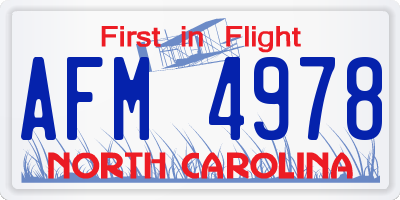 NC license plate AFM4978