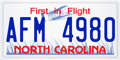 NC license plate AFM4980