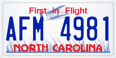 NC license plate AFM4981