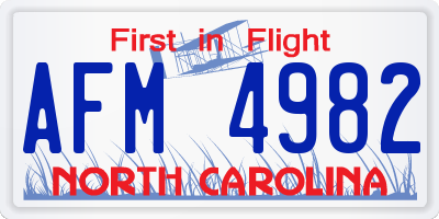 NC license plate AFM4982