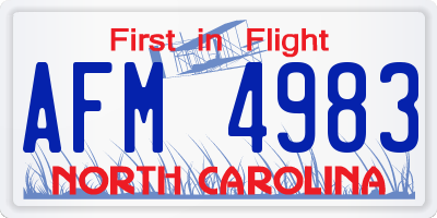 NC license plate AFM4983