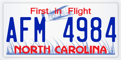 NC license plate AFM4984