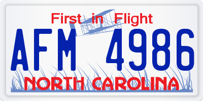 NC license plate AFM4986